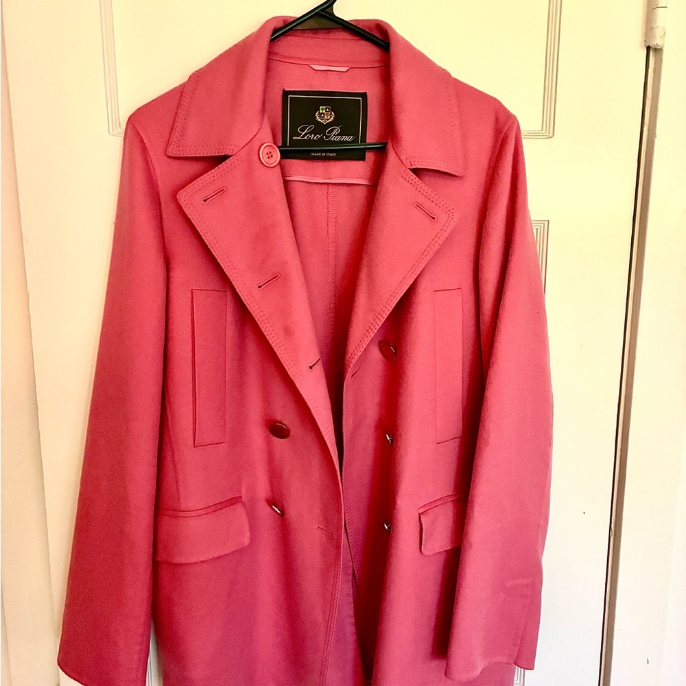Loro Piana Vibrant Pink Cashmere Pea Coat
